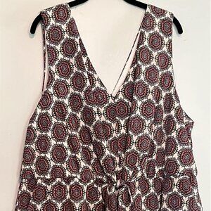 Winslow Plus Size 3X Sleeveless Jumper/Romper V Neck Festival ready